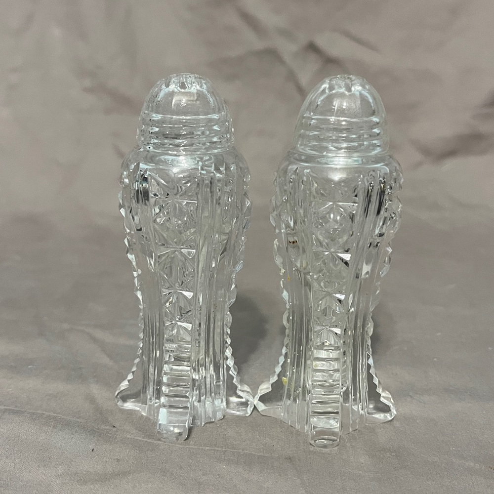 VTG Art Deco Style Bohemia Glass Crystal Salt And Pepper Shaker - Picture 2 of 6